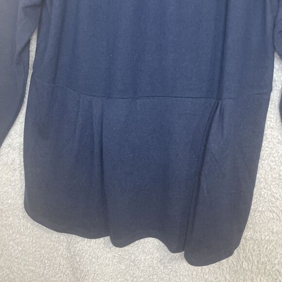 Diane Gilman Top Womens 3X‎ Blue Peplum Long Sleeve Pullover Stretch Lightweight - Picture 9 of 10